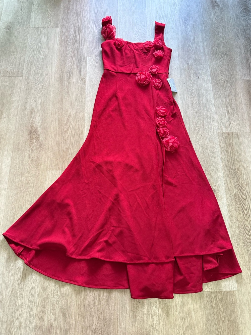 elliatt evanora red wine high low 3d floral applique maxi gown dress size XL NEW - Picture 7 of 13